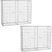 Estexo Gabionen 100x80x30 cm 2er Set Stein Korb Metall Wand Draht Sichtschutz