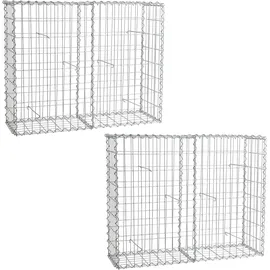 Estexo Gabionen 100x80x30 cm 2er Set Stein Korb Metall Wand Draht Sichtschutz