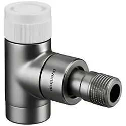 Oventrop Baureihe E Thermostatventil 1163082 Eck, stufenlose Voreinstellung, DN 15, Messing, Edelstahl-Design