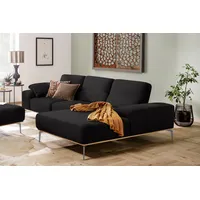 Ecksofa W.SCHILLIG "run, Designsofa mit tollem Sitzkomfort, bequem, L-Form", schwarz (midnight w82), B:299cm H:88cm T:178cm, Longlife Xtra-Leder Z73: Naturwalkleder der Luxusklasse aus den erlesensten Rohhäuten. Hautstärke 1, 1 – 1, 3 mm;ROHLEDER Jacquard-Flachgewebe Q2 W60 (63% Polyester, 37% Polyacryl);ROHLEDER Chenille-Flachgewebe Q2 W77 (68% Polyacryl, 32% Polyester);Stoff S37 (100% Polyester), Sofas, Ecksofa, mit elegantem Holzsockel, Füße in Silber matt, Breite 299 cm