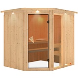 Woodfeeling Karibu Fiona 2-Ohne Ofen-Inkl. Dachkranz inkl. 8-teiligem gratis Zubehörpaket (Gesamtwert 191,92€)