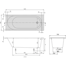 Villeroy & Boch O.novo Rechteckbadewanne 70 x 170 cm (UBA177CAS2V01)