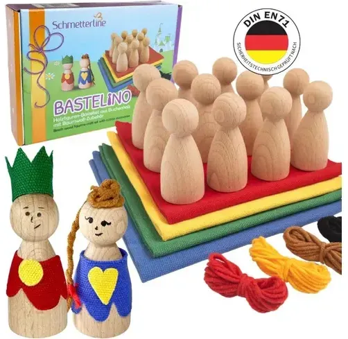 Schmetterline - "Bastelino" - DIY Bastel-Set - Holz-Puppen Set mit hochwertigen Bastel-Accessoires inklusive