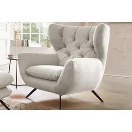 KAWOLA Hochlehnsessel CHARME Cord 100 x 106 x 95 cm cremeweiß mit Kissen