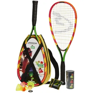 Speedminton S600 Set - Original Speed Badminton/Crossminton Starter Set inkl. 2 Schläger, 3 Speeder, Speedlights, Tasche, Grün/Gelb/Pink