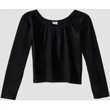 s.Oliver Cropped-Shirt mit mit samtiger Struktur - schwarz - 134/140