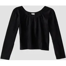 s.Oliver Cropped-Shirt mit mit samtiger Struktur - schwarz - 134/140