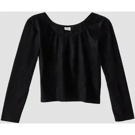 s.Oliver Cropped-Shirt mit mit samtiger Struktur - schwarz - 134/140