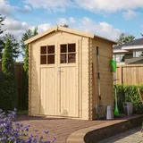 TIMBELA Gartenhaus M367F+M367G 1,96 x 1,36 m Beige Braun