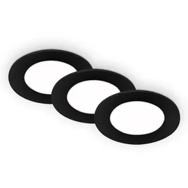 Briloner - 3er Set Einbauleuchten Decke LED, Einbaulampen ultraflach, Einbaustrahler, neutralweißes Licht, Schwarz, 86x30 mm (DxH), 7125-435