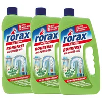 rorax 3x rorax Rohrfrei Bio-Power-Gel 1 Liter - Löst selbst Haare auf Rohrreiniger