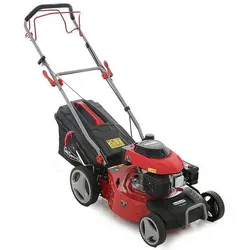 Benzinrasenmäher GeoTech Pro S46-140BG mit Radantrieb - 2in1: Auffangen + Heckauswurf
