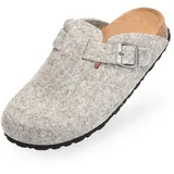BOnova Wesel: Filzpantoffel in grau, Größe 48. Hausschuhe aus weichem Wollfilz, mit Kork-Fußbett, hergestellt in der EU - 48 EU
