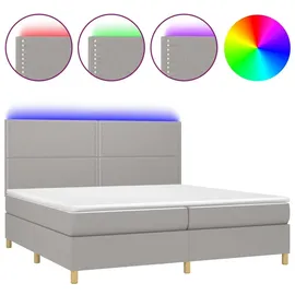 vidaXL Boxspringbett mit Matratze & LED Hellgrau 200x200 cm Stoff