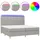 vidaXL Boxspringbett mit Matratze & LED Hellgrau 200x200 cm Stoff
