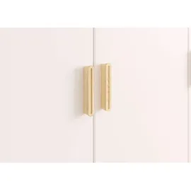 Rauch Kleiderschrank FALUN 137 x 203 cm Alpinweiß NB - Holzgriffe/Holzfüße - 4 Fachböden - 1 Kleiderstange