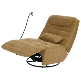 Mendler Relaxsessel HWC-P92 Chenille 82 x 96 x 0 cm Gelb mit Liegeposition