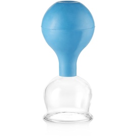 PULOX Schröpfglas aus Echtglas inkl. Saugball in Blau, 52 mm