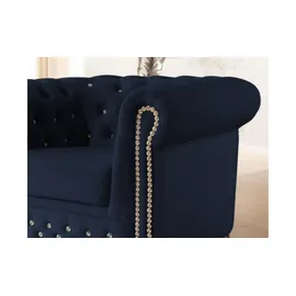 S-Style Chesterfield Polstergarnitur 2+1 Cleo Blink ¦ blau ¦ Maße (cm): B: 148 H: 72