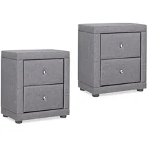 Homestyle4u Nachtschrank 2er Set 47 x 54 x 29 cm Grau