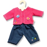 Heless 2504 - Bekleidungs-Set für Puppen, 2-teilig mit Strickjacke und Jeans, in den Farbvarianten Blau oder Pink, 1 von 2 Designs (zufällige Auswahl), Größe 35 - 45 cm