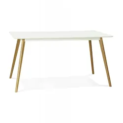 Esstisch Skandinavisch Weiß MDF Holz | Küchentisch Rechteckig Kompakt | Esszimmertisch Nordisch Minimalistisch | Skandinavischer Stil | Kadima Design