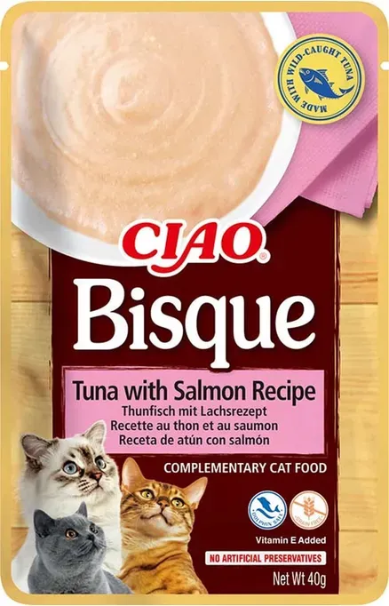 INABO Katzen-Suppenbeutel, Thunfisch & Lachs-Formel, 100 % natürliches Huhn, reich an Omega-3, Hydrations-Snack