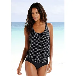 Oversize-Tankini LASCANA, Damen, Gr. 50, N-Gr, schwarz-weiß (schwarz, weiß), Polyamid, gepunktet, Bikini-Sets, im modischen Pünktchen-Design
