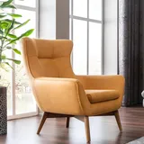 Sessel Ohrensessel Cocktailsessel Sitzer Modern Design Kunstleder Gelb