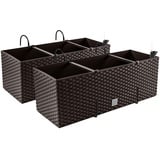 PAFEN 2X Blumenkasten Blumentopf Rattan-Optik mit Halterungen Pflanztopf Wasserstandsanzeiger Balkonkasten Pflanzkästen