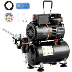 VEVOR Airbrush-Set, Dual-Fan-Lufttank-Kompressorsystem-Set mit 3,5-L-Luftspeichertank, Airbrush-Set mit 0,3-mm-Spitze-Airbrush, Halterung, Farbmischrad, Reinigungsbürsten-Set, Art Nail Cookie