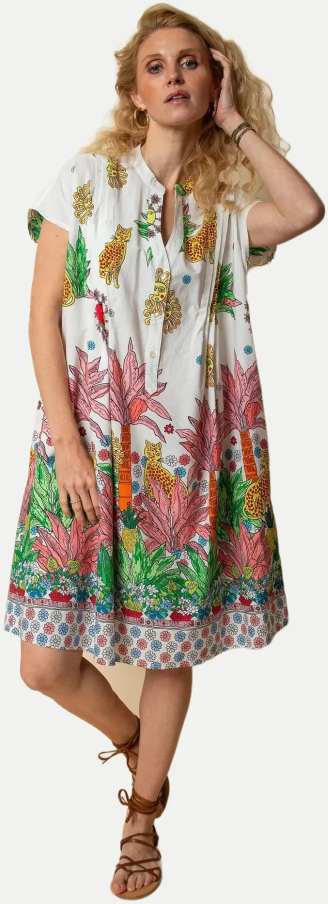 Tunika-Kleid mit Allover-Print Mehrfarbig 34