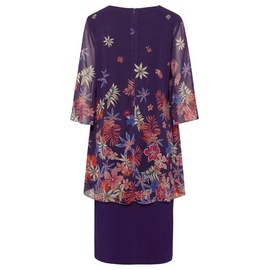 GOLDNER Abendkleid Kurzgröße: Kleid mit floralem Chiffonüberwurf lila