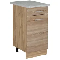 Vicco Küchenunterschrank R-Line, Sonoma/Goldkraft Eiche, 40 cm AP Marmor