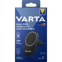Varta Fast Wireless Charger, KFZ, Qi, 5V/9V/12V, schwarz Kabel USB Typ-C-C, 1m, schwarz, Retail Blister