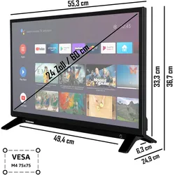 Toshiba 24WA2063DAZ 24 Zoll Fernseher / Android Smart TV (HD Ready, HDR, Google Assistant, Triple-Tuner)