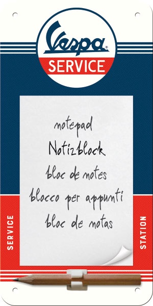 Nostalgic Art Vespa - Service, bloc-notes magnétique - 20 cm x 10 cm