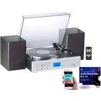 auvisio Musikanlage: 5in1-Plattenspieler/Digitalisierer, CD, Bluetooth, Kassette, MP3, FM (Schallplatten digitalisieren, Stereoanlage mit Plattenspieler, Handy Verstärker)