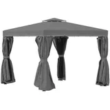 Outsunny Gartenpavillon 2,96 x 2,96 m inkl. 4 Seitenteile Dunkelgrau