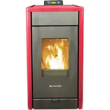 SCHENGER Pelletofen HP07 Rot 8kW A++ Vollautomatisch WIFI+ECO+TIMER