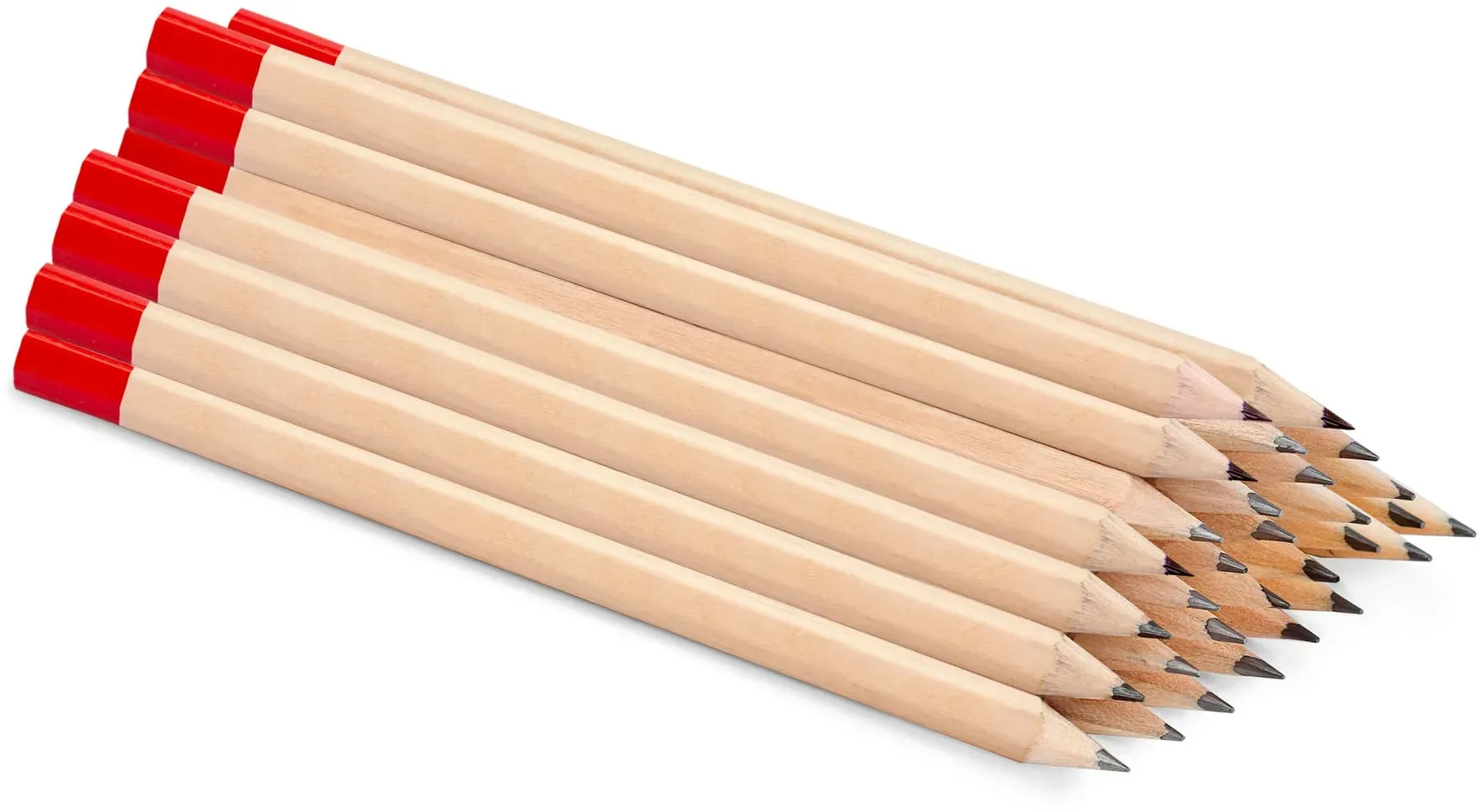 Zolka Zimmermannsbleistift Natur, Sechseckig 240 mm, Rotes Ende, Schwarz HB Mine, 30 Stk.