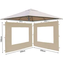 Quick Star Pavillon-Ersatzdach Ersatzdach und 2 Seitenteile mit Fenster für Pavillon 3x3m Sand, (Set aus Ersatzdach und 2 Seitenwänden), Dach mit Lüftungsschlitzen beige