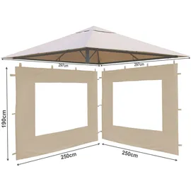 Quick Star Pavillon-Ersatzdach Ersatzdach und 2 Seitenteile mit Fenster für Pavillon 3x3m Sand, (Set aus Ersatzdach und 2 Seitenwänden), Dach mit Lüftungsschlitzen beige