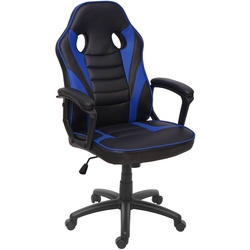 Bürostuhl MCW-F59, Schreibtischstuhl Drehstuhl Racing-Chair Gaming-Chair, Kunstleder ~ schwarz/blau