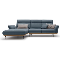 hülsta sofa Ecksofa hs.460, Sockel in Nussbaum, Winkelfüße in Umbragrau, Breite 298 cm blau