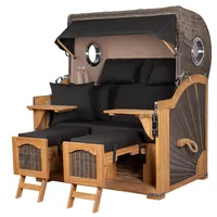 Bene living Strandkorb Komplettset Ammersee Grande XL Teak Bullauge