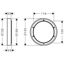 Hansgrohe Verlängerungsrosette iBox universal d 152mm, Verlängerungsmaß 22mm, mattweiß