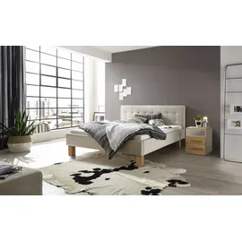 Hasena Polsterbett Noemi, Farbe: Eiche bright, geölt, Bezugsfarbe: Pepe beige, verschiedene Größen