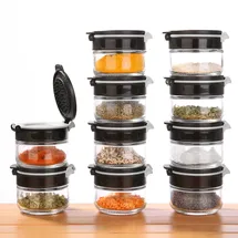your GEAR Gewürzstreuer Double-Flip - Gewürzdosen in 2 Größen (200ml + 85ml) aus Glas mit drehbarem Gewürzregal, selbstreinigender Streueinsatz, Gewürzgläser im Gewürzkarussell mit Etiketten