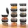 your GEAR Gewürzstreuer Double-Flip - Gewürzdosen in 2 Größen (200ml + 85ml) aus Glas mit drehbarem Gewürzregal, selbstreinigender Streueinsatz, Gewürzgläser im Gewürzkarussell mit Etiketten
